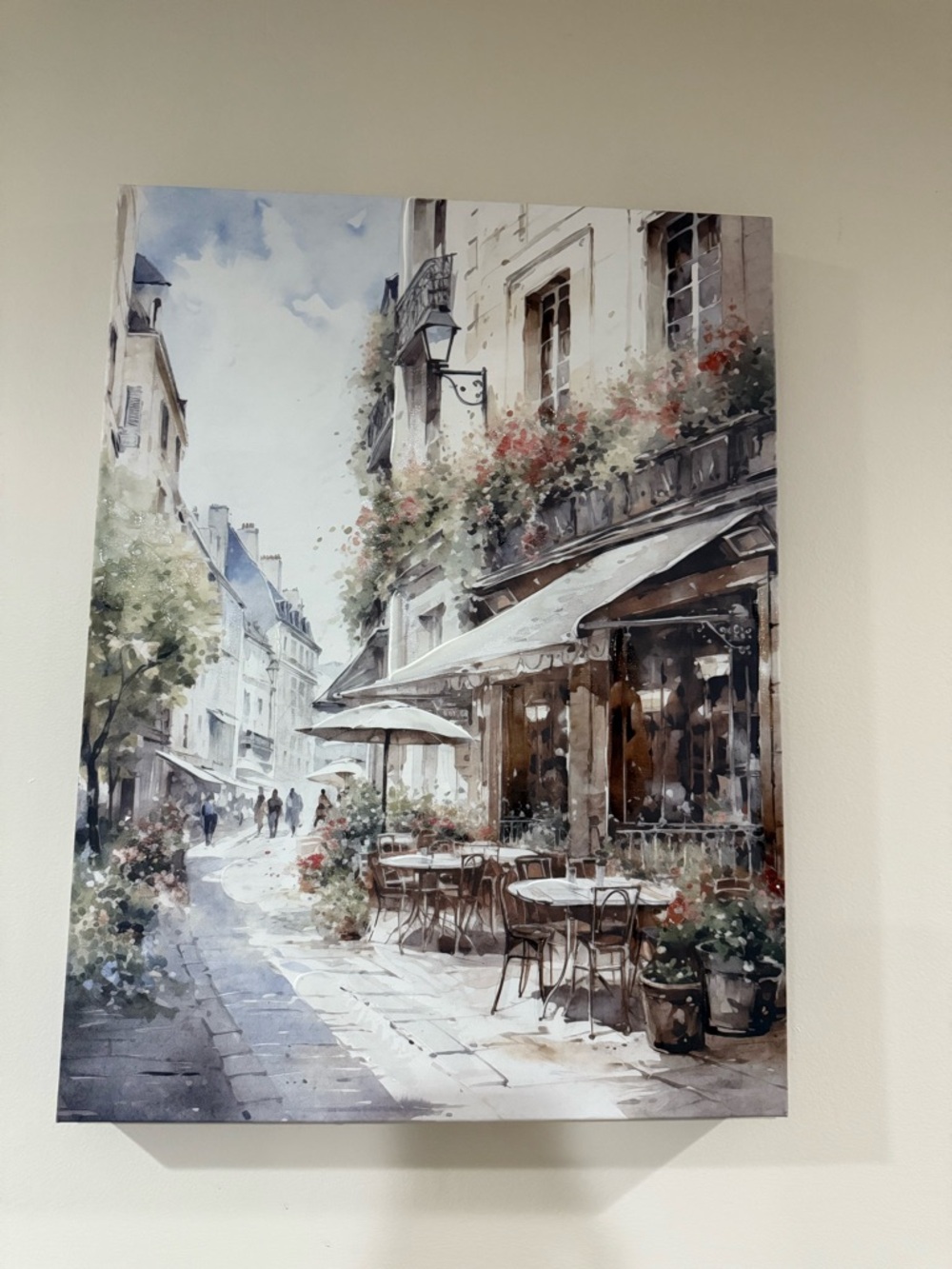 2 piece Street Café Watercolor Wall Art - Neutral Tones